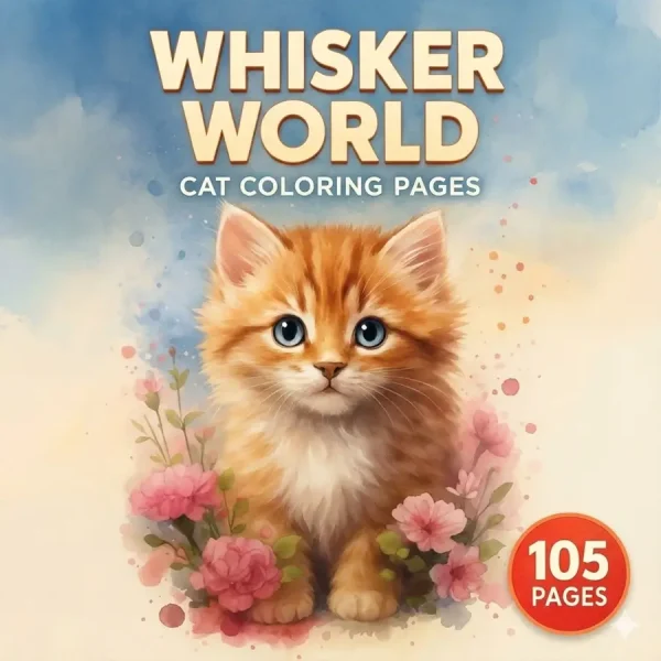 Whisker World – 105 Cat Coloring Pages